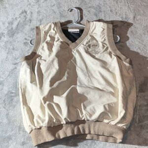 Beige and Tan Sleeveless Puffer Vest Golf